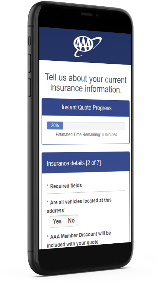 auto insurance quote funnel on mobile