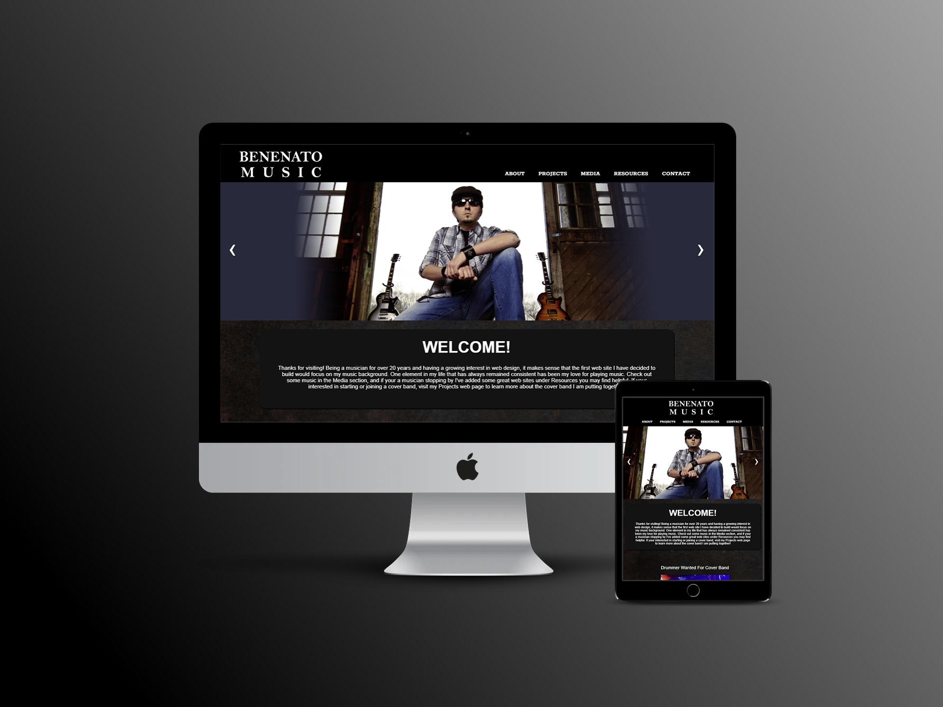 benenato music desktop and mobile mockup