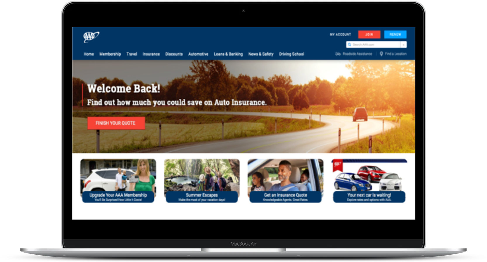auto insurance hero image on laptop