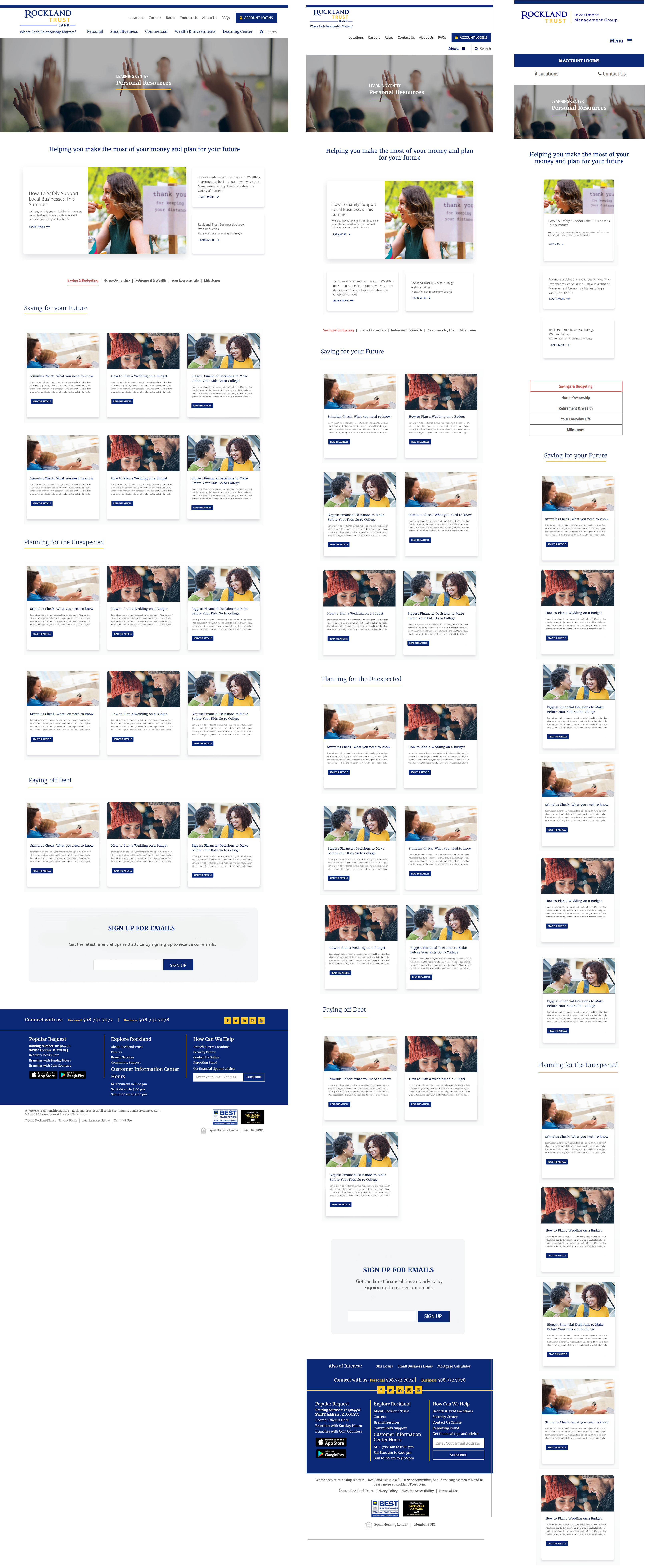 learning center wireframes