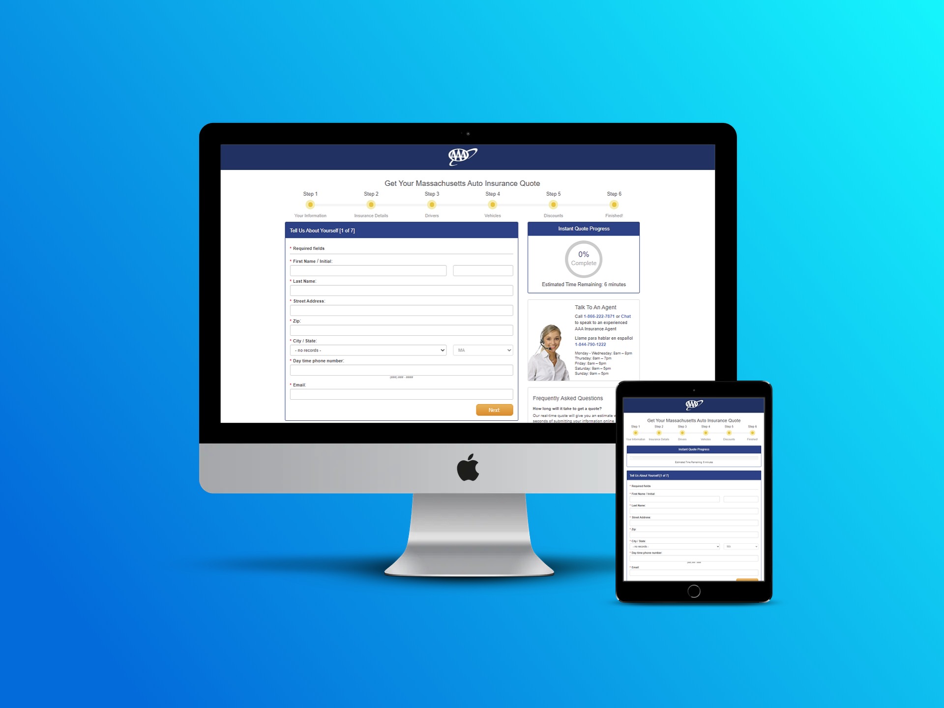 aaa auto quote form desktop and mobile mockup