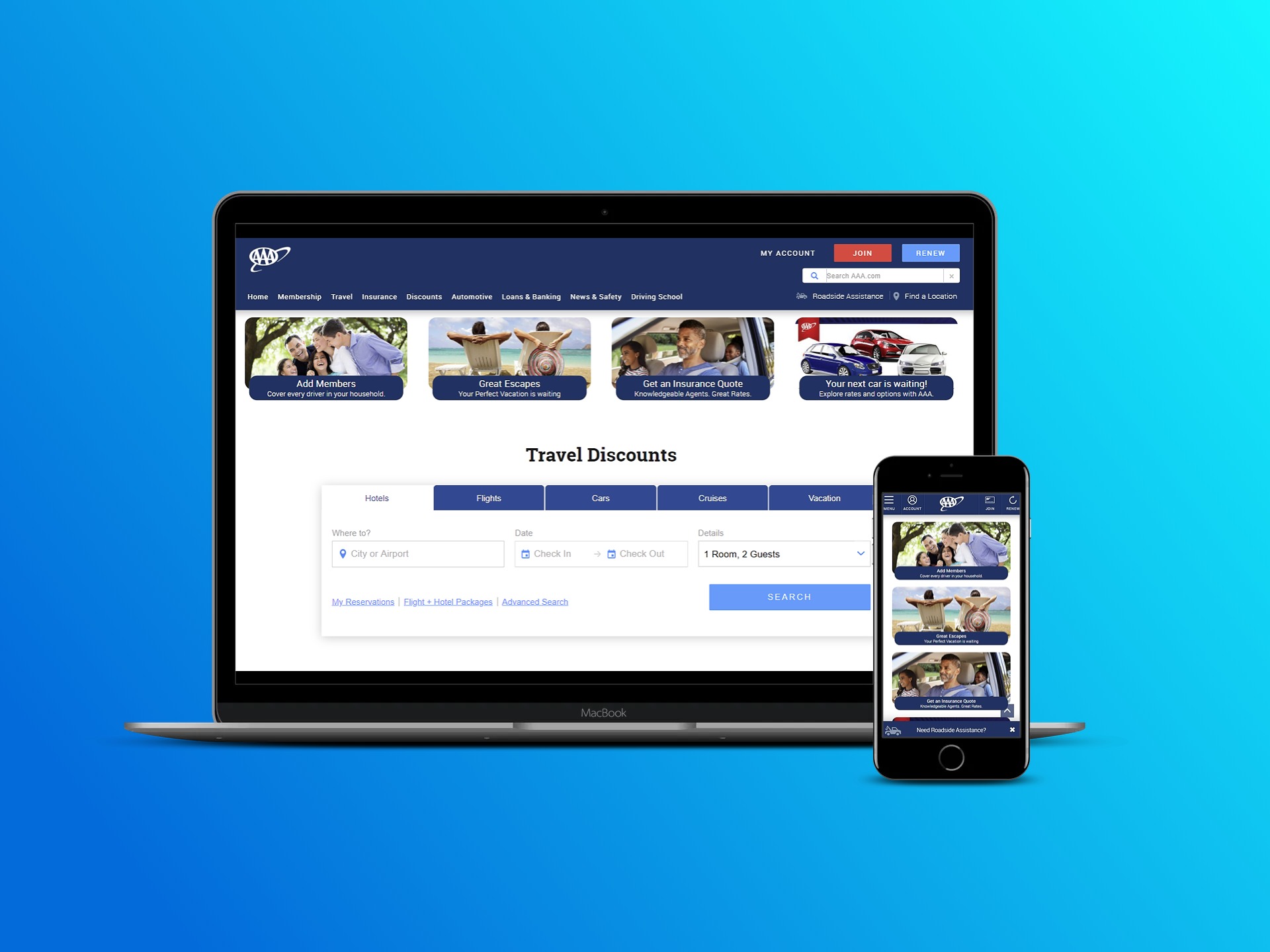 homepage offer row desktop and mobile mockup