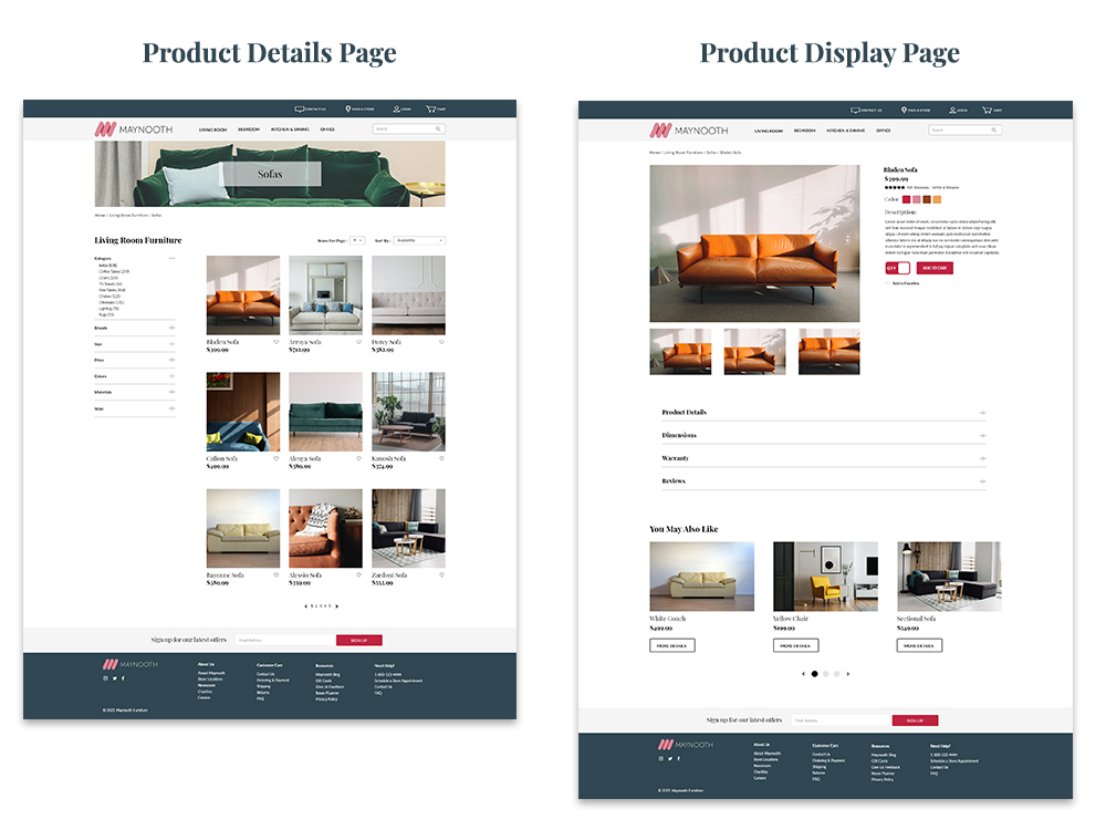 product page wireframes