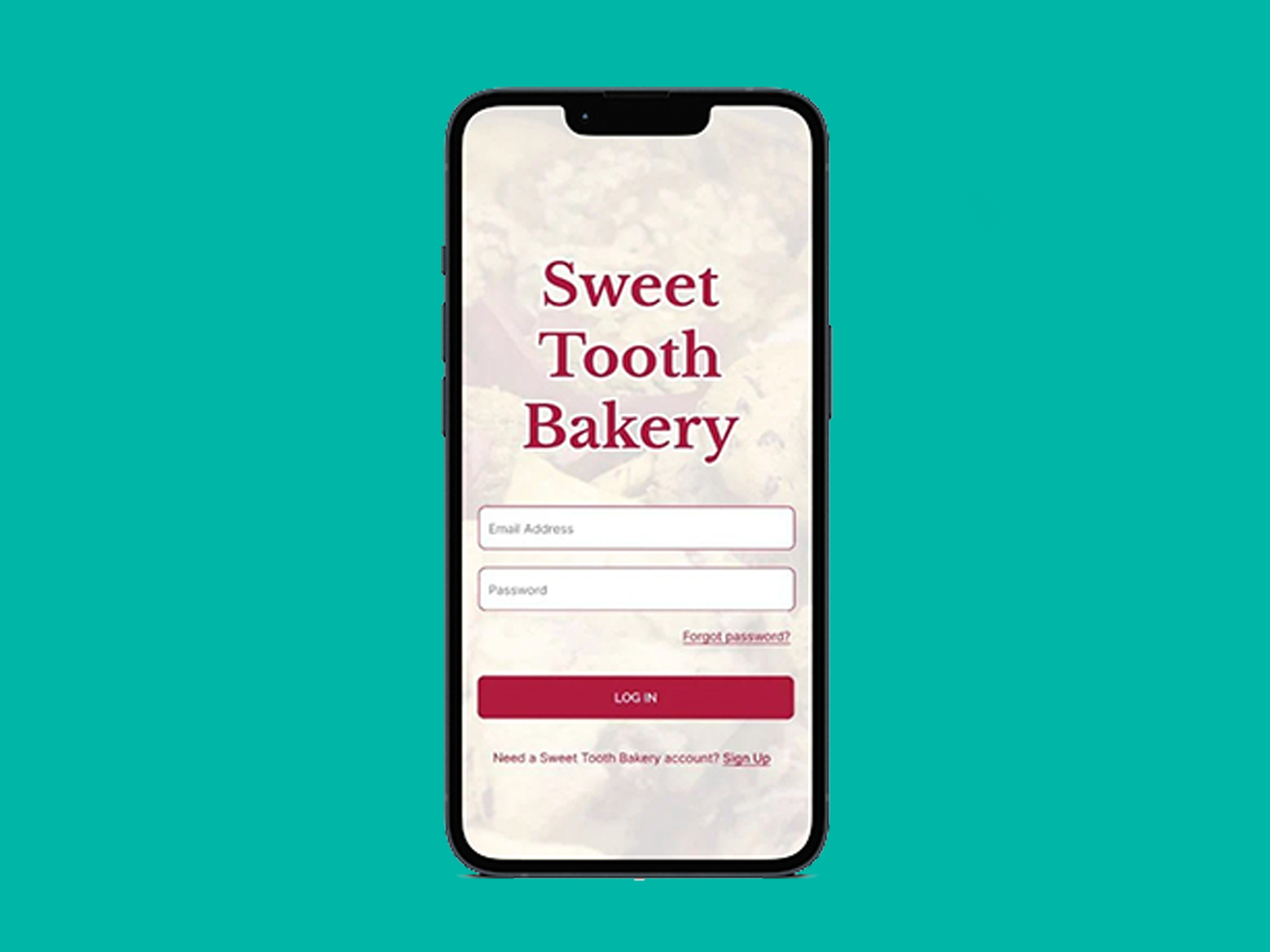 sweet tooth bakery mobile mockup